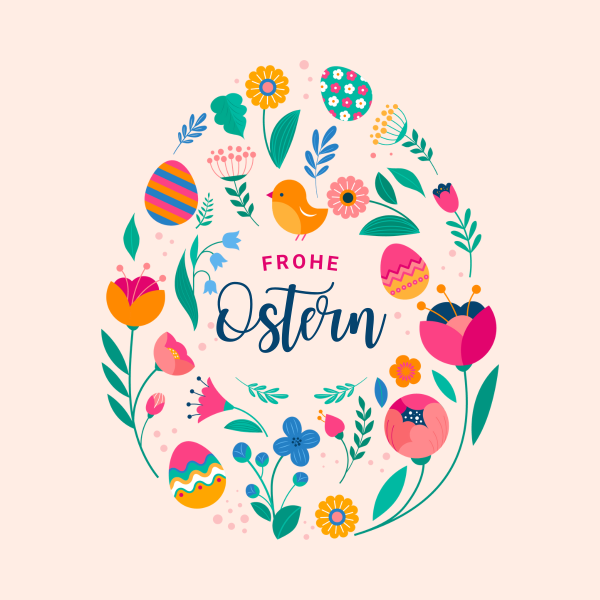 Colorful Floral Happy Easter LinkedIn Post 